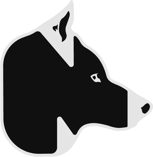 A black and white graphic logo depicting a right-side profile of a wolf head with a large, bold letter "N" secluded within.