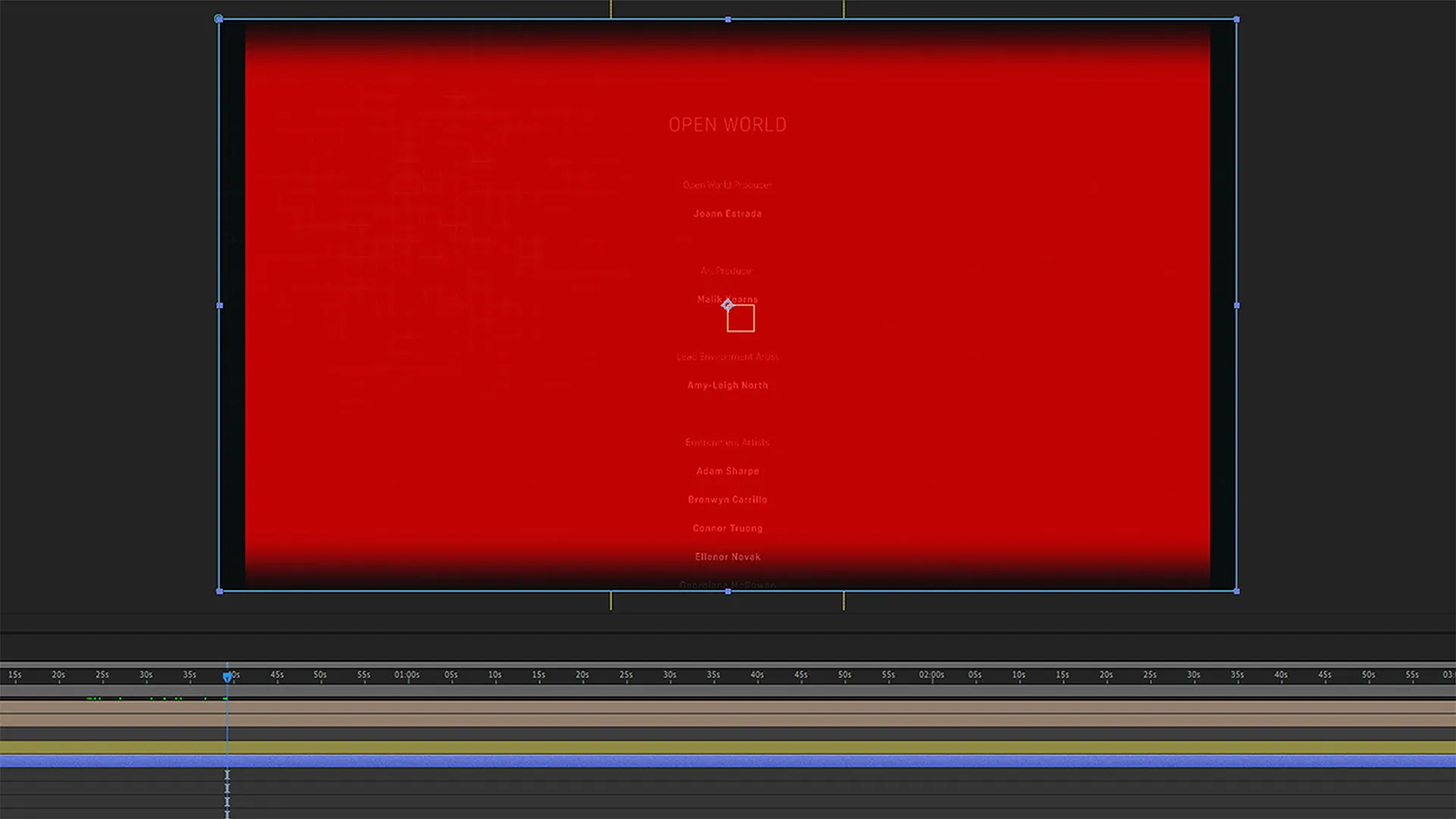 An interface showing a timeline window and a red visualisation of a top and bottom faded mask within a composition window.